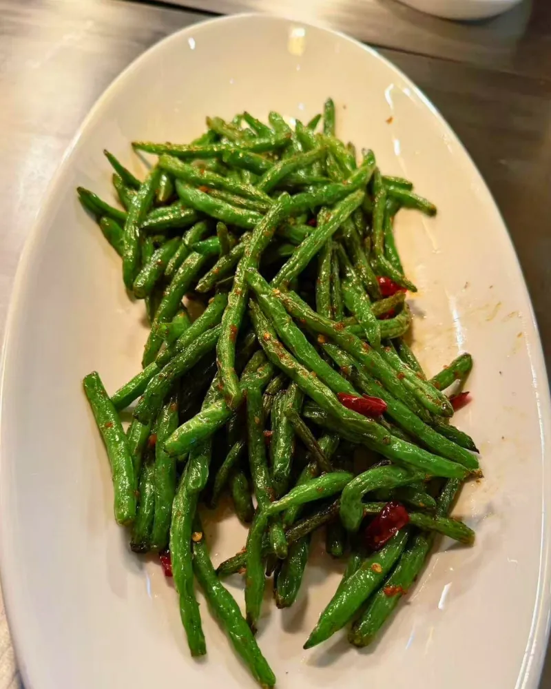 Spicy stir-fried green beans with chili peppers at Ichiraku Seafood Buffet & Grill, a Asian Restaurant in North Providence